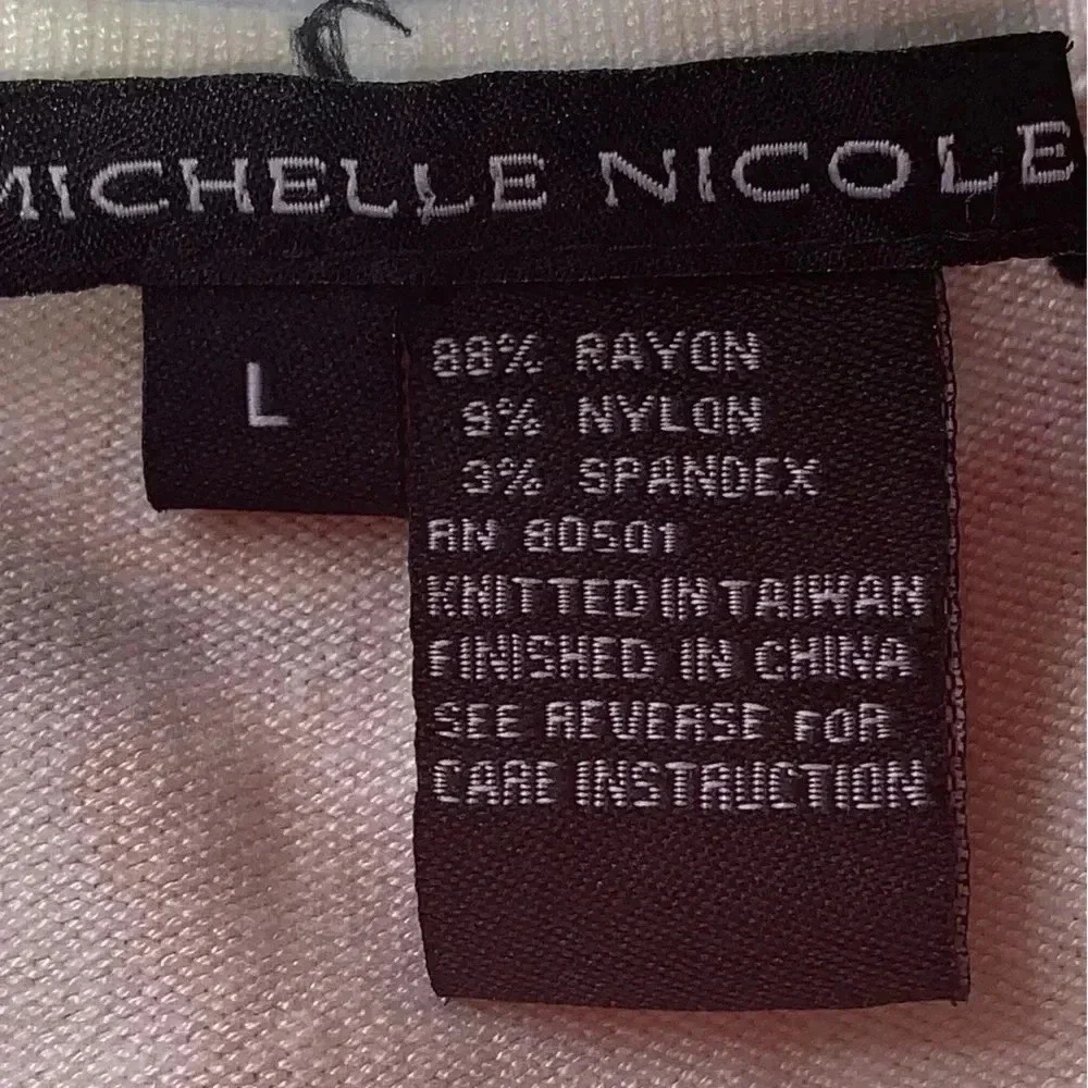 Michelle Nicole Beaded Floral Sweater L Sleeve Light Green Romantic Whimsical